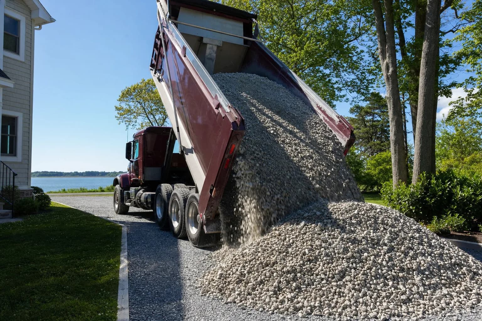 Freshly laid gravel driveway at a residential property